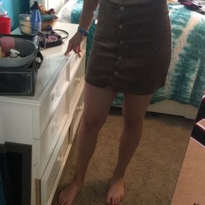 Corduroy Buttoned Pencil Skirt